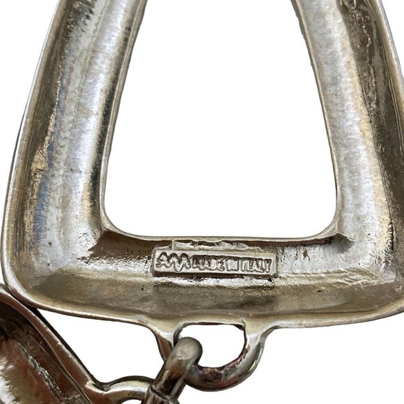 Link Chain Belt Silvertone Metal Made in Italy One Size Adjustable 40" Long - Picture 4 of 12